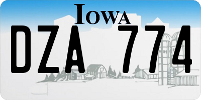 IA license plate DZA774