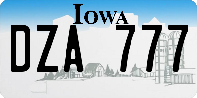 IA license plate DZA777