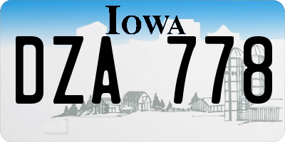 IA license plate DZA778