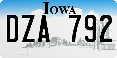 IA license plate DZA792