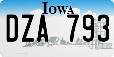 IA license plate DZA793