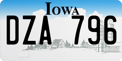IA license plate DZA796