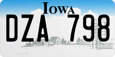 IA license plate DZA798