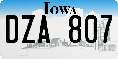 IA license plate DZA807