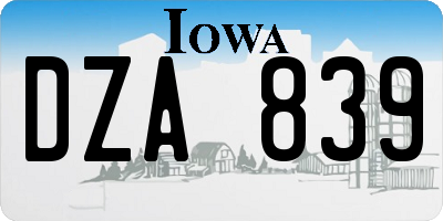 IA license plate DZA839