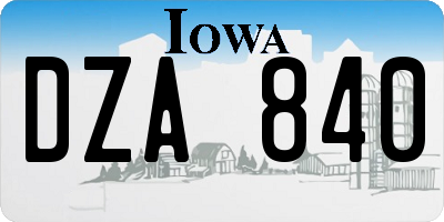 IA license plate DZA840