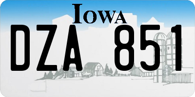 IA license plate DZA851