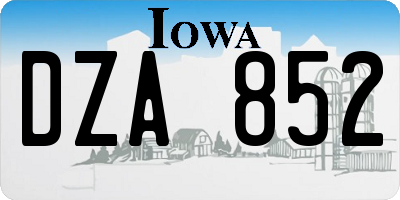 IA license plate DZA852