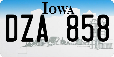 IA license plate DZA858
