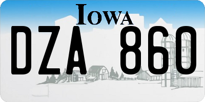 IA license plate DZA860