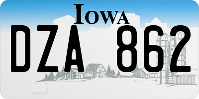 IA license plate DZA862