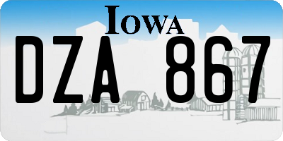 IA license plate DZA867