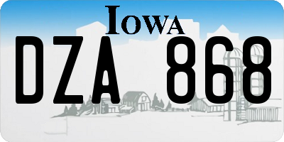 IA license plate DZA868