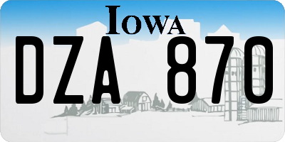 IA license plate DZA870