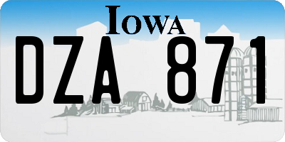 IA license plate DZA871