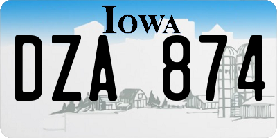 IA license plate DZA874