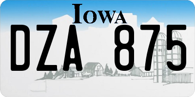 IA license plate DZA875