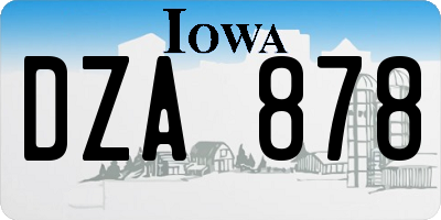 IA license plate DZA878