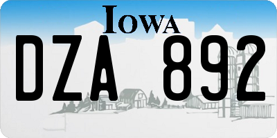 IA license plate DZA892
