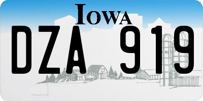 IA license plate DZA919