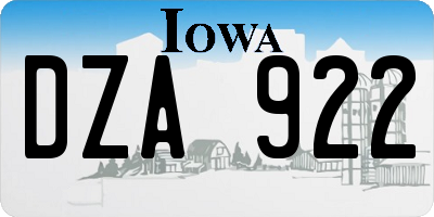IA license plate DZA922