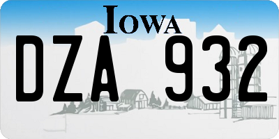IA license plate DZA932