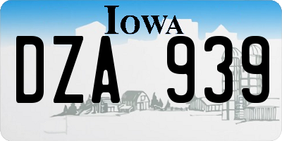 IA license plate DZA939