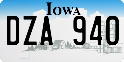 IA license plate DZA940