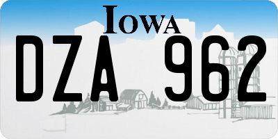 IA license plate DZA962