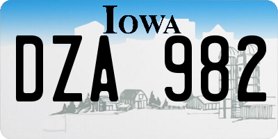 IA license plate DZA982
