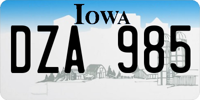 IA license plate DZA985