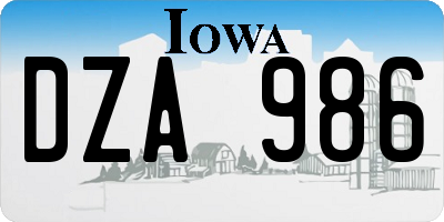 IA license plate DZA986