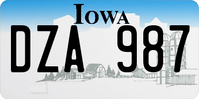IA license plate DZA987