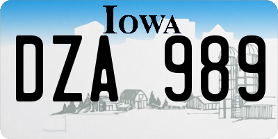 IA license plate DZA989