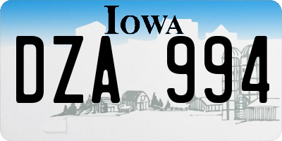 IA license plate DZA994