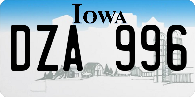 IA license plate DZA996