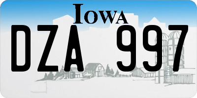 IA license plate DZA997
