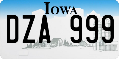 IA license plate DZA999