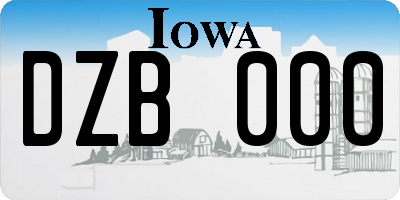 IA license plate DZB000