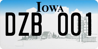 IA license plate DZB001