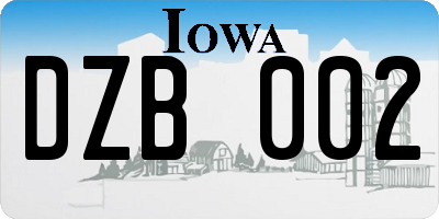 IA license plate DZB002