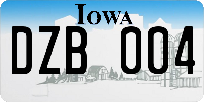 IA license plate DZB004