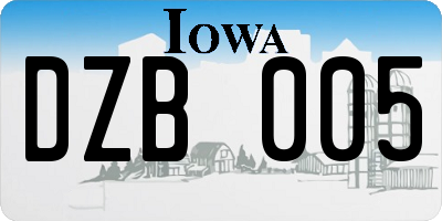 IA license plate DZB005