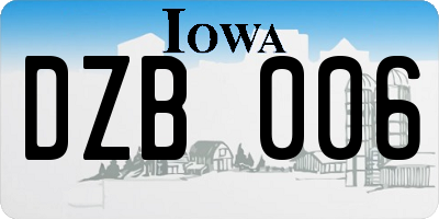 IA license plate DZB006
