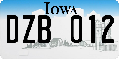 IA license plate DZB012