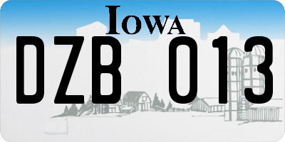 IA license plate DZB013