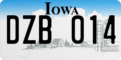 IA license plate DZB014
