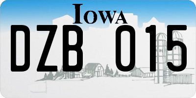 IA license plate DZB015