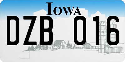 IA license plate DZB016