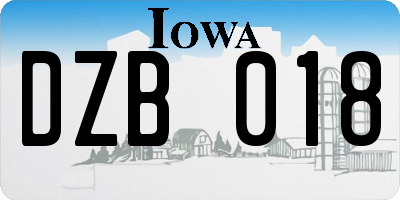 IA license plate DZB018